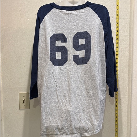 Sport-Tek Men's Gray and Blue Raglan Tee - Picture 3 of 4